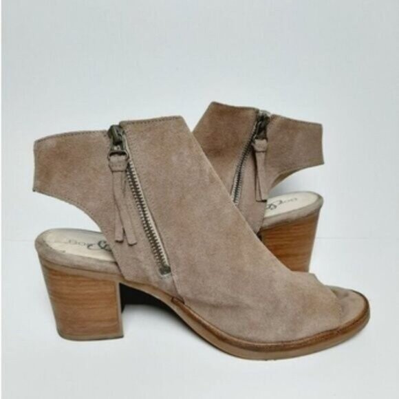 BOS. & CO. Celeste Peep-Toe Ankle Boots Heels Chunky Heel Genuine Suede Sz 9 - Picture 10 of 11